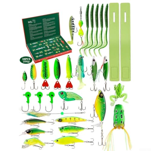 2026 Countdown Angeln Adventskalender mit 24 verschiedenen Köderfächern, geeignet für Angler aller Schwierigkeitsstufen von BlesConi