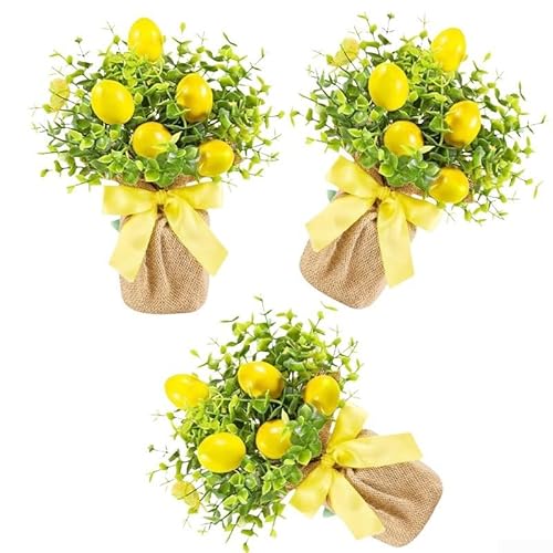 3-teiliges künstliches Zitronen-Ornament-Set für Esstisch oder Wohnzimmer, künstliche Obstdekoration zur Erfrischung der Wohnatmosphäre 3-teiliges künstliches Zitronen-Ornament-Set für Esstisch oder Wohnzimmer, künstliche Obstdekoration zur Erfrischung der Wohnatmosphäre von BlesConi