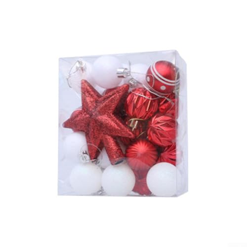 31-teiliges Weihnachtskugel-Ornament-Set für Baumdekoration, bruchsichere Kunststoffkugeln mit Glitzer-Finish und hängenden Schnüren, geeignet für Zuhause und Party (rot) von BlesConi
