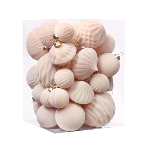 35-teiliges beflocktes Weihnachtskugel-Set zum Dekorieren von Bäumen, Kränzen (D) von BlesConi