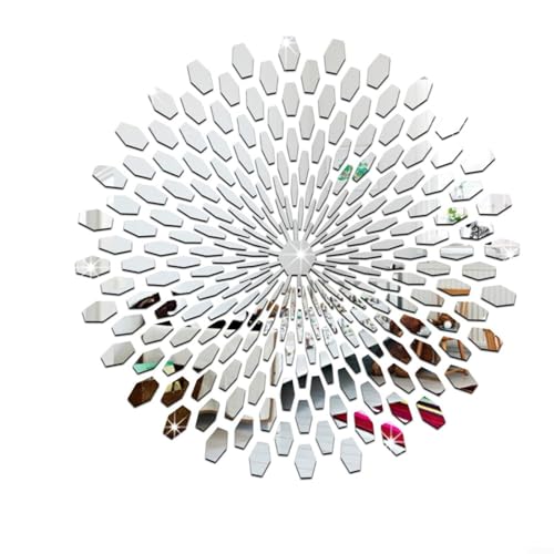 3D-Acryl-Spiegel-Wandaufkleber, abnehmbar, wasserdicht, quadratisch, Mosaik-Aufkleber für Wohnzimmer, Heimdekoration, in Gold oder Silber, 56 x 56 cm (Silber) von BlesConi