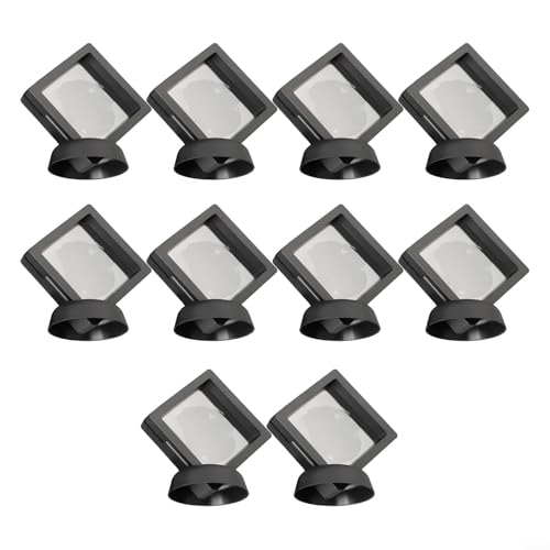 3D schwebender Rahmenhalter, 510 Stück, Standbox für Ringmünzen, Vitrine, transparente Aufbewahrung mit transparenter Folie für Schmuck und Sammlerstücke (weiß, 10 Stück) von BlesConi