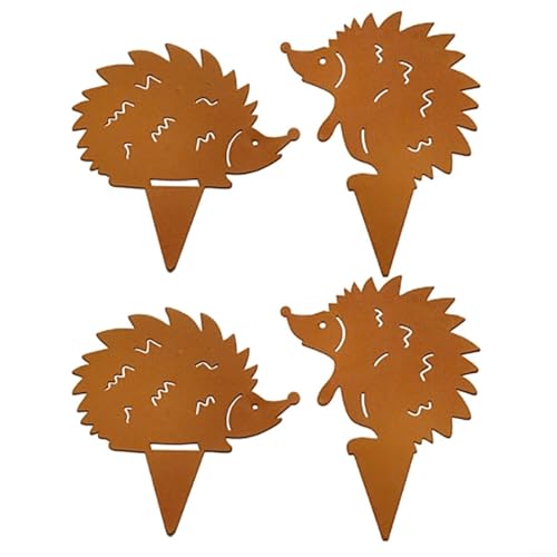 4 Stück Rustikale Gartenpfähle, wetterfeste rostige Metall-Igel-Figuren für herbstliche Outdoor-Dekoration in Garten, Hof, Terrasse oder Rasen 4 Stück Rustikale Gartenpfähle, wetterfeste rostige Metall-Igel-Figuren für herbstliche Outdoor-Dekoration in Garten, Hof, Terrasse oder Rasen von BlesConi