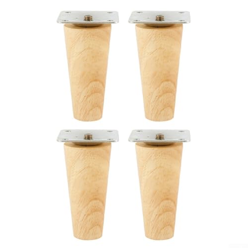 4 x multifunktionale Holz-Möbelbeine für Sofas, Couchtische, Kommoden mit Gummi-Bodenschutz (gerade 8 cm) von BlesConi