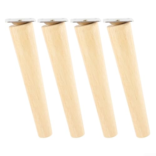 4 x multifunktionale Holz-Möbelbeine für Sofas, Couchtische, Kommoden mit Gummi-Bodenschutz (schräg 15 cm) von BlesConi