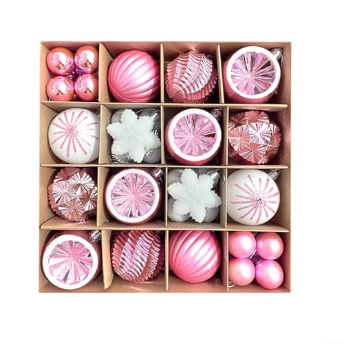 40-teiliges leichtes Kunststoff-Weihnachtskugel-Set für Baum, Urlaub, Party-Dekorationen (Rosa) von BlesConi
