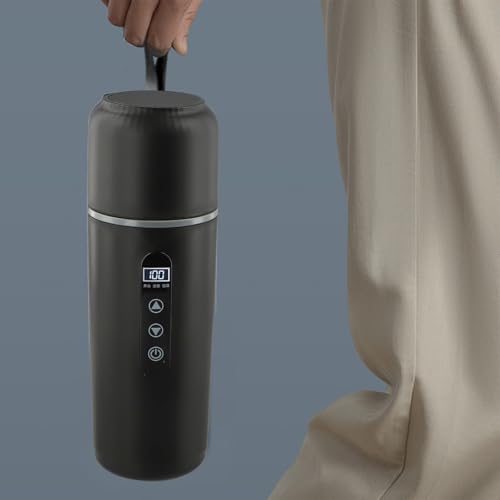 500 ml elektrischer Reise-Wasserkocher mit LCD-Display, tragbarer Autobecher zum Erhitzen von Wasser, Kaffee und Tee in Fahrzeugen (schwarz) von BlesConi