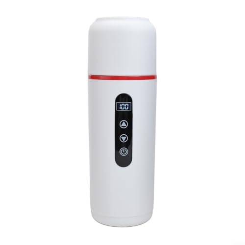 500 ml elektrischer Reisewasserkocher mit LCD-Display, tragbarer Autobecher zum Erhitzen von Wasser, Kaffee und Tee in Fahrzeugen (weiß) von BlesConi