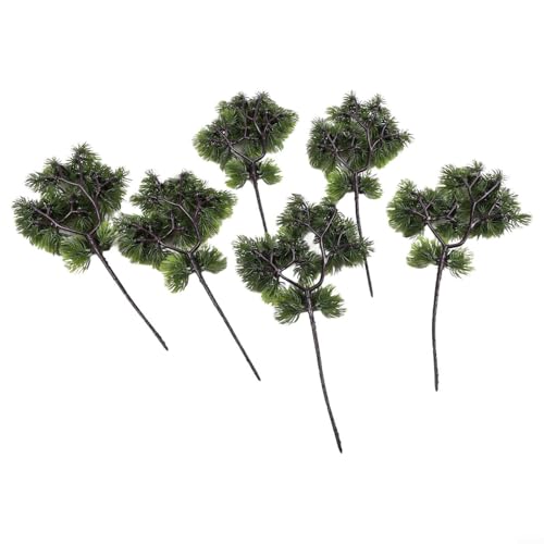 6 lebensechte künstliche Kiefernzweige für Heimdekoration und Hochzeitsarrangements (dunkelgrün) von BlesConi