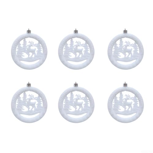 6-teiliges Samt-Rentier-Ornament-Set für Weihnachtsbaum und saisonale Displays für gemütliche und elegante festliche Akzente (weiß) von BlesConi