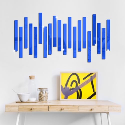 Acryl-Spiegel-Aufkleber-Set, 10 Stück, langes Design für kreative Wanddekoration in Schlafzimmer, Badezimmer und Wohnzimmer (blau) von BlesConi