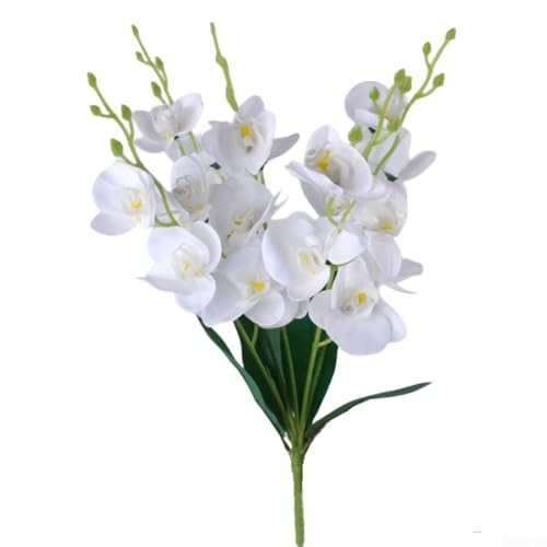 Anspruchsvolles künstliches Schmetterlings-Orchideen-Arrangement mit 20 Köpfen für verschiedene Veranstaltungen (weiß) von BlesConi