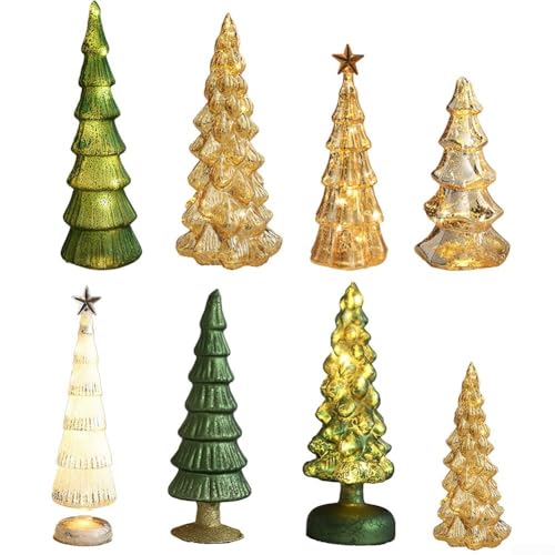 Beleuchteter Weihnachtsbaum-Tischaufsteller aus Glas verbessert das saisonale Ambiente mit weichem, einladendem Glanz (H) von BlesConi