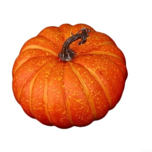 BlesConi 14 x 17 cm künstliche Kürbis-Dekorationen, realistisch, Halloween, Thanksgiving, Weihnachten, Hochzeit, Heimdekoration (orangefarbener Kürbis) von BlesConi