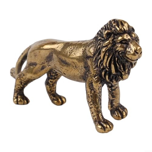 BlesConi Dekorative Messing-Löwen-Figur, Statue, Retro-Tierskulptur, Ornament für Zuhause, Büro, Tisch oder Regal, Innen- und Außenbereich von BlesConi