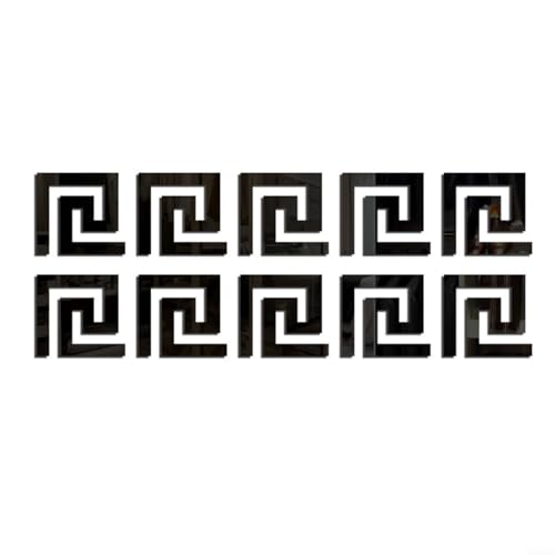 BlesConi Dekorativer Acryl-Spiegel-Wandaufkleber für Taillenlinie, Kantenstreifen und TV-Hintergrund, Heimdekoration, 10 Stück reflektierende Aufkleber (schwarz) von BlesConi