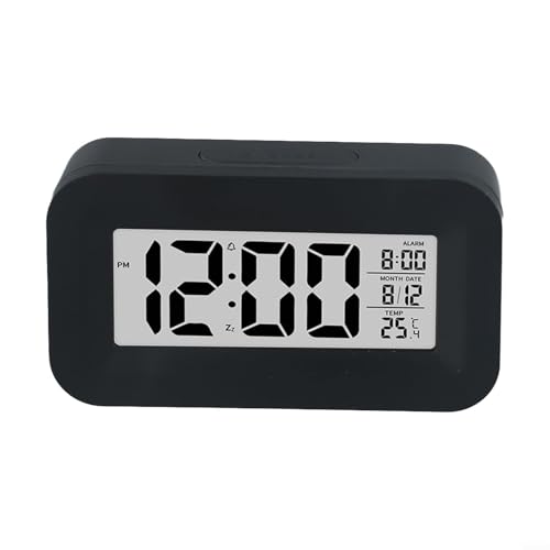 BlesConi Digitaler LCD-Wecker mit Kalender und Thermometer, Multifunktions-Alarmfunktion für Büro und Schreibtisch (schwarz) von BlesConi