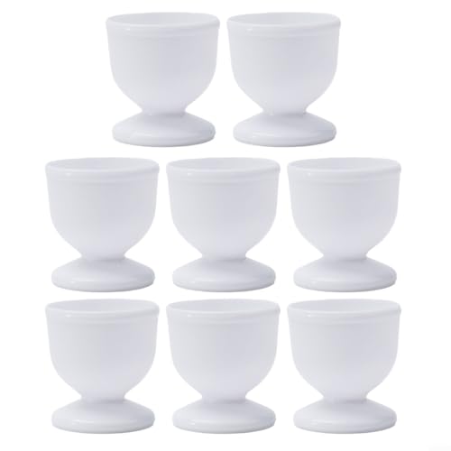 BlesConi Eierbecher-Set aus weißem Kunststoff, für harte, weich gekochte Eier, Geschirr-Kollektion (8 Stück) von BlesConi