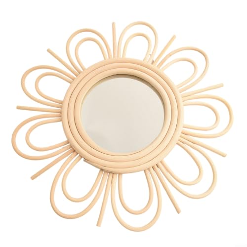 BlesConi Handgefertigter Wandspiegel aus Rattan und Glas, perfekt für stilvolle Akzente zu Hause von BlesConi