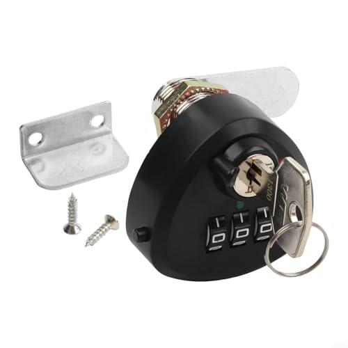 BlesConi Mechanisches Zahlenschloss, 3 Gruppen, 20/25 mm, Zinklegierung, Nockenschloss, für Schublade/Briefkasten/Schrank, Schließfach mit Schlüssel, Heimbüro-Sicherheits-Hardware (25 mm schwarz) von BlesConi