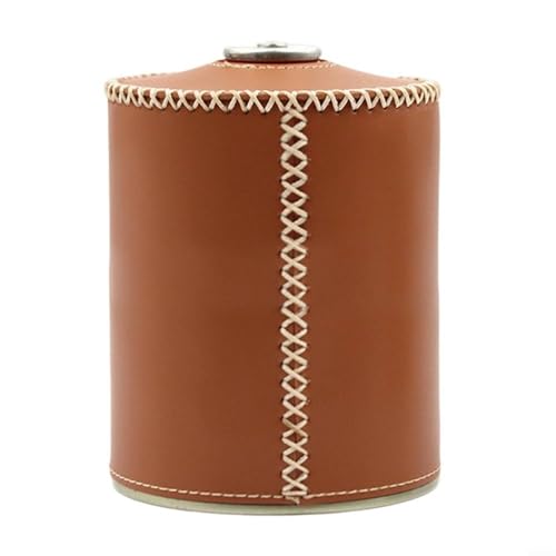 BlesConi Outdoor Gas Tank Schutzhülle Kunstleder Zylinder Case mit Retro Design für Camping Schwarz Braun Beige (lang braun 450ml) von BlesConi