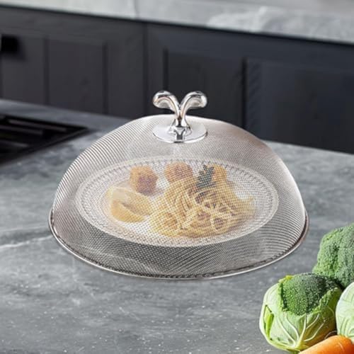 BlesConi Robuste Edelstahl-Mesh-Lebensmittelzeltabdeckung mit sicherem Sitz, wiederverwendbar, verschleißfestes und winddichtes Design für Restaurants, Catering-Events und Grillabende (28 cm) von BlesConi
