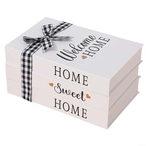 BlesConi Rustikale künstliche Buch-Ornamente, 3 Stück, für Bücherregale und Couchtische, einfache Montage (HOME#) von BlesConi