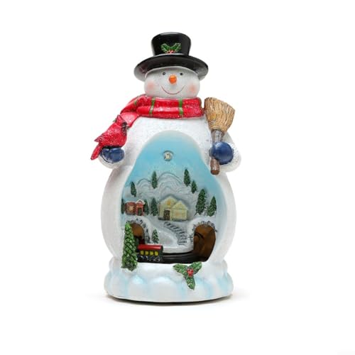 BlesConi Weihnachtsmann & Schneemann Ornament mit Lichtern Harz für Zuhause Weihnachtsdekoration (Schneemann) von BlesConi