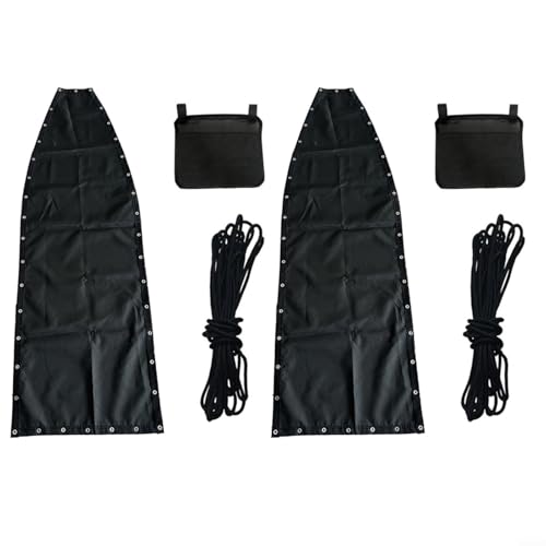 BlesConi Ersatz-Stoffbezug | für Hängesessel | schwarze Textilene-Sitzbasis, mit Seitentasche (64 x 197 x 23 cm) (2 Stück mit Taschen) von BlesConi