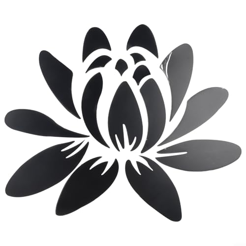 Blooming Lotus Flower Acryl Spiegel Wandaufkleber für DIY Home Decor, wasserdicht und antistatisch, entworfen für trockene und glatte Wandoberflächen (Schwarz) von BlesConi