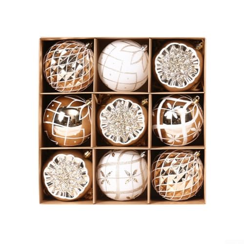 Bruchsichere Kunststoff-Weihnachtskugel-Ornamente, 9 Stück, zum Aufhängen an Bäumen mit Glitzer-Finish, geeignet für Innen- und Außenbereich, Urlaubsdekoration (weiß) von BlesConi