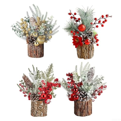 DIY Desktop Weihnachtsbaum Dekoration mit realistischer PE-Rinde Textur, perfekt für festliche Heim- und Büro-Urlaubsdekoration, einfach zu montieren und mit persönlichen Ornamenten (D) von BlesConi
