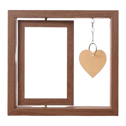 Doppelseitiger Bilderrahmen aus Holz mit Personalisierungsoption, Drehmechanismus zum Präsentieren von zwei Fotos, geeignet für Paare und Gedenkdekoration mit Holz (Licht Liebe) von BlesConi
