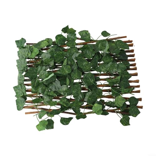 Erweiterbares Rankgitter aus Holz, Sichtschutz mit künstlichen Efeublättern, Kletterpflanze, Wandpaneel für Garten, Terrasse, Balkon (Traube) von BlesConi