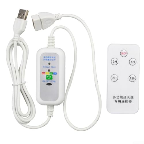 Fernbedienung für USB-Timing-Linie mit einstellbarer Geschwindigkeit für USB-Lüfter und LED-Leuchten, Timer-Optionen 2 12 Stunden, 150 cm Netzkabel, Fernbedienung und manuelle Verwendung von BlesConi