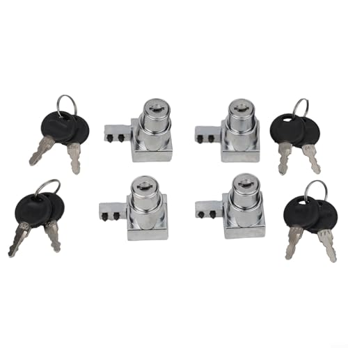Glasschiebetürschloss-Set aus Zinklegierung mit Schlüssel, 4 Schlösser für Schränke, perfekt für 5 8 mm Glas (4 Stück) von BlesConi