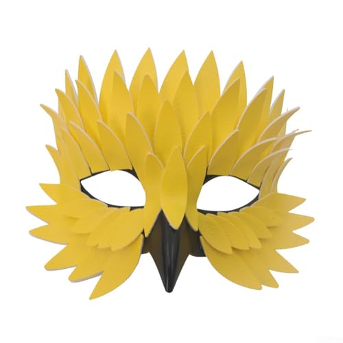 Halbgesichts-Vogelschnabelmaske mit Feder-Detail für Halloween-Kostümpartys, Maskerade-Veranstaltungen und Festivals, leichtes bequemes Filzmaterial (braun) von BlesConi