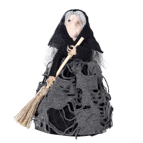 Halloween-Hexenbesen Wand- und Hängedekoration mit befestigtem Seil, hergestellt nach traditionellen Hexenbesen, geeignet für Halloween-Partys (schwarz) von BlesConi