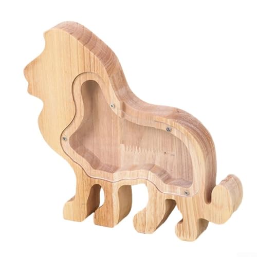 Kinder-Münzdose in Tierform aus Naturholz, ideal zum Sparen von Geld und Verspieltheit (Löwe) von BlesConi