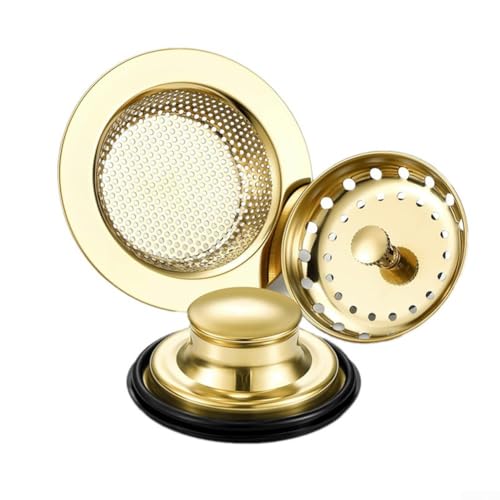 Küchenspüle Abflusssieb Stopper Korb Kit 3 Stück Edelstahl beständig gegen Rost und kompatibel mit den meisten Spülbeckenablaufgrößen (Rotbronze) von BlesConi