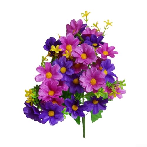 Künstliche Gänseblümchen-Blumensträuße mit 28 leuchtenden Köpfen für Event-Dekoration, 6 Stück (blau-lila) von BlesConi