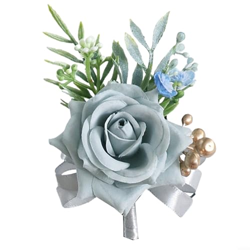 Künstliche Rose Handgelenk Corsage Armbänder für Abschlussball Heimkehr Events Hochzeit Zeremonie Abend Party formelle Bankette (Corsage Blau) von BlesConi