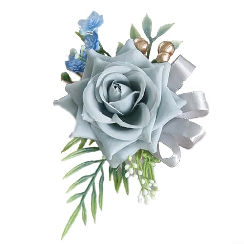 Künstliche Rose Handgelenk Corsage Armbänder für Abschlussball Heimkehr Events Hochzeit Zeremonie Abend Party formelle Bankette (Handgelenkblume blau) von BlesConi