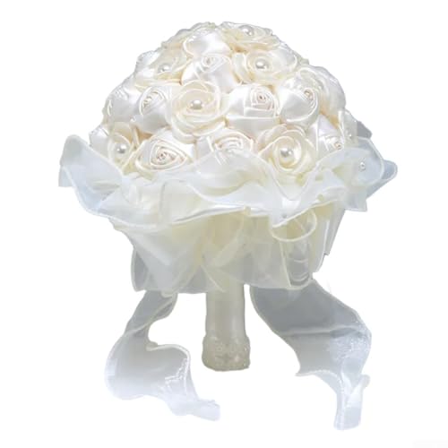 Künstlicher Hochzeitsstrauß aus Seidenstoff für Bräute und Brautjungfern, kombiniert Haltbarkeit und realistische florale Ästhetik, geeignet für Zeremonien und Fotografie (weiß) von BlesConi