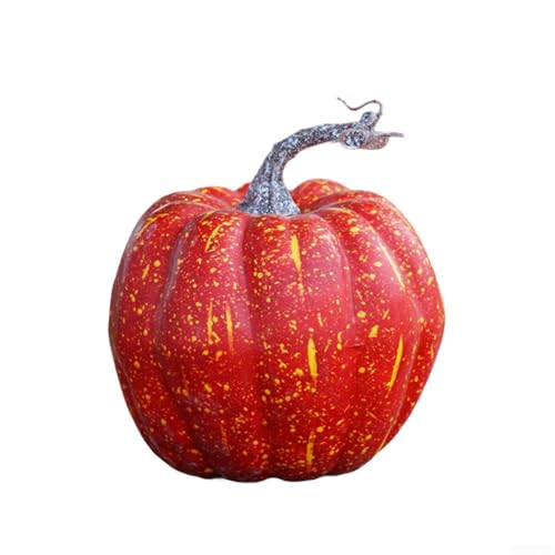Künstlicher Kürbis für Ernte-Partys und Halloween-Dekoration, Zuhause, Küche und Event, Dekor mit realistischer Textur und sicheren Materialien für den Innenbereich (17 cm, rot) von BlesConi