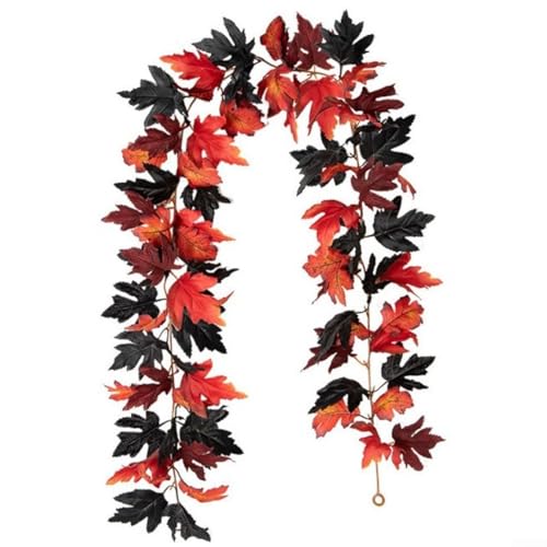 Lebendige schwarze Ahornblätter-Girlande, perfekte Ergänzung für Ihre Halloween-Deko-Kollektion (D) von BlesConi