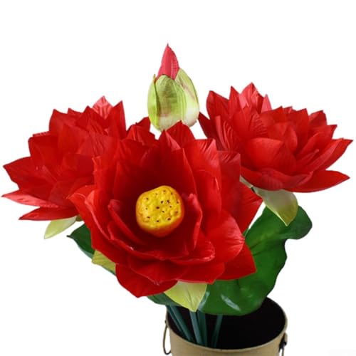 Lebensechte künstliche Blumenarrangements von Seidenloten mit flexiblem Stiel-Design (das große Rot) von BlesConi