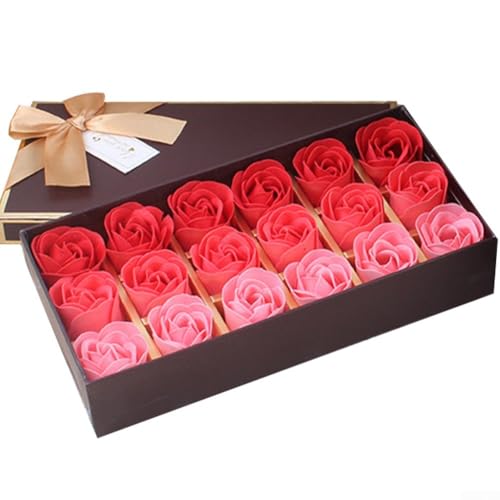 Lovely Soap Flower Present 18 Exquisite Roses Arranged in a Luxurious Box, Perfect for Celebrating Special Days (Red) von BlesConi