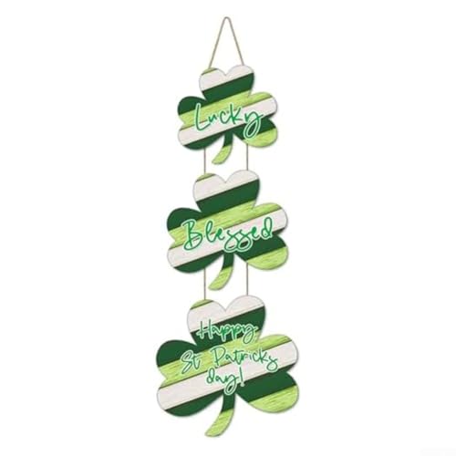 Lucky Shamrock Wandschild für St. Patrick's Day Türdekoration, dreiteiliges Kleeblatt-Set aus Holz für festliche saisonale Dekoration und Feier von BlesConi