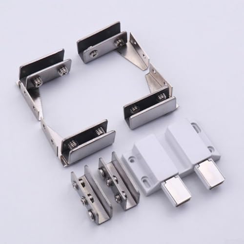 Magnetschnäpper und Scharnier-Set für 5 8 mm Glastüren, Edelstahl-Konstruktion für erhöhte Haltbarkeit (Doppel-Silber) von BlesConi